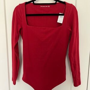 Abercrombie & Fitch Red Long Sleeve Bodysuit